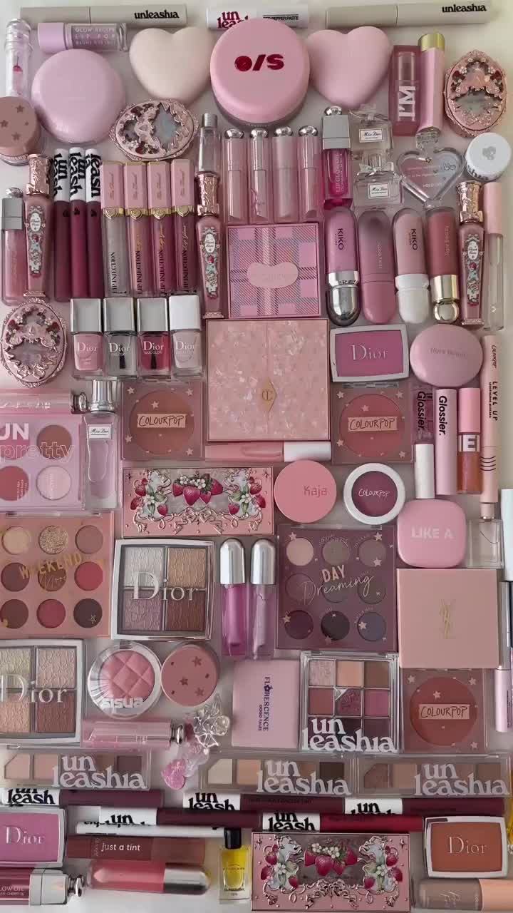 all girls♡ dream💗all pink makeup💓