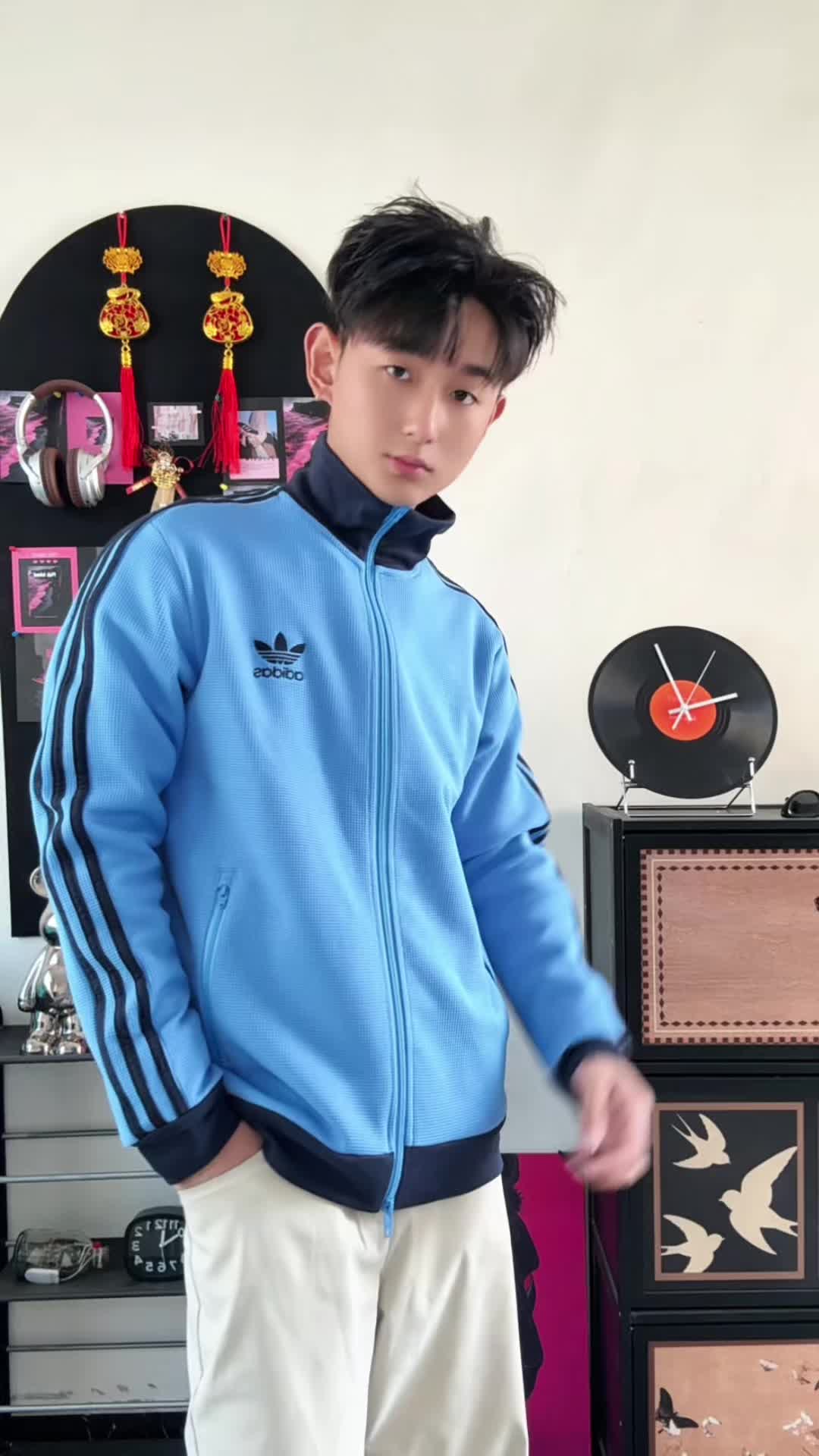 华夫格蓝外套，少年感性价比都要