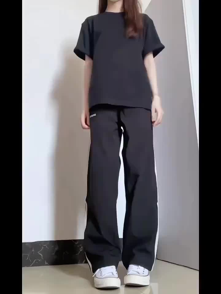 美式复古三条杠薄款工装裤