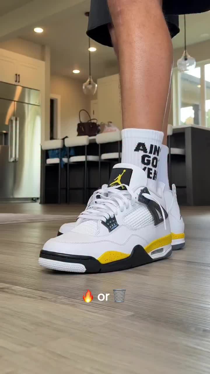 Air Jordan 4 AJ4 白黄雷电 白黑黄 复古休闲篮球鞋