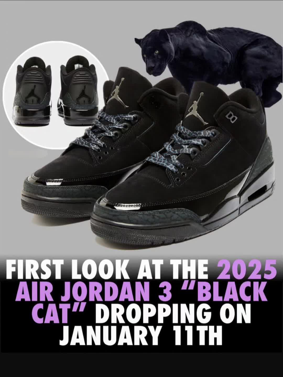 🥷【球鞋资讯】Air Jordan 3 "黑猫"🐈‍⬛，又一款AJ黑猫将在明年发布❗️