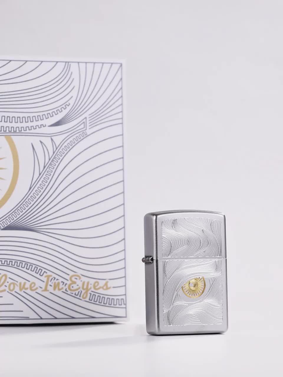 ZIPPO 爱情系列锻纱镀铬秋水含睛