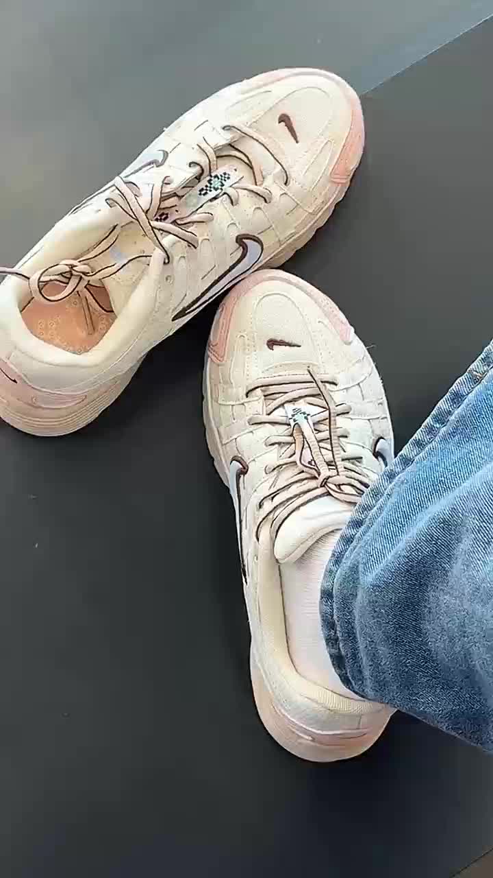 Nike P-6000 舒适百搭 耐磨 低帮 儿童跑步鞋 米灰粉 青少年