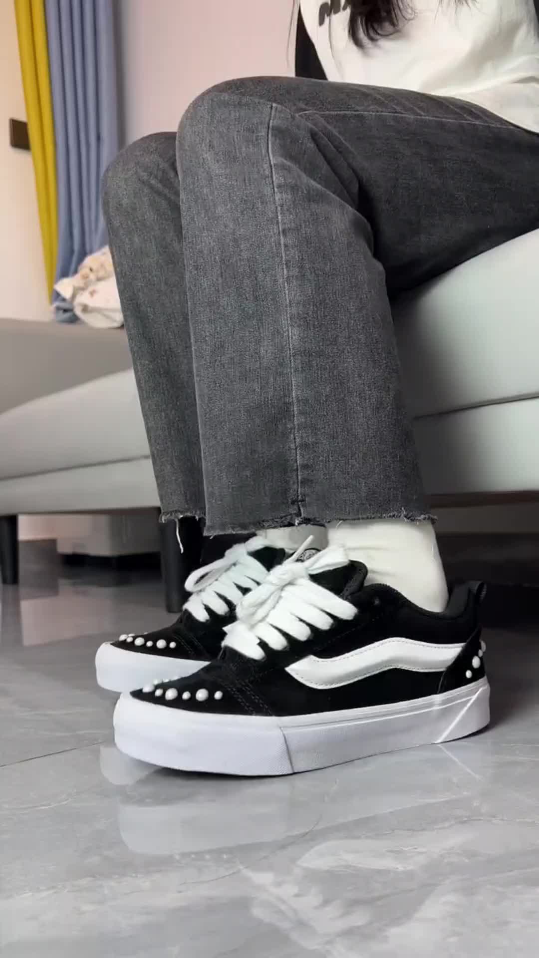 Vans Knu-Skool黑白面包鞋 复古美式百搭板鞋